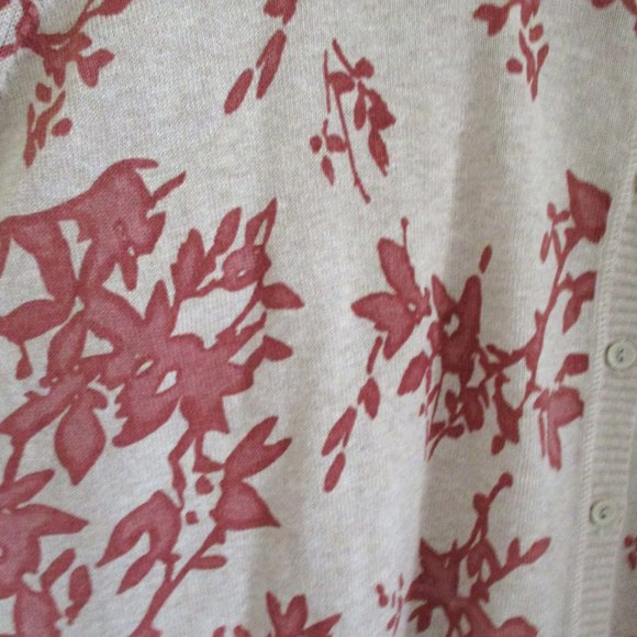 NWT! Sonoma Womens Plus Size Button Front Cardigan, Beige & Rust Floral, Size 3X - Picture 4 of 15